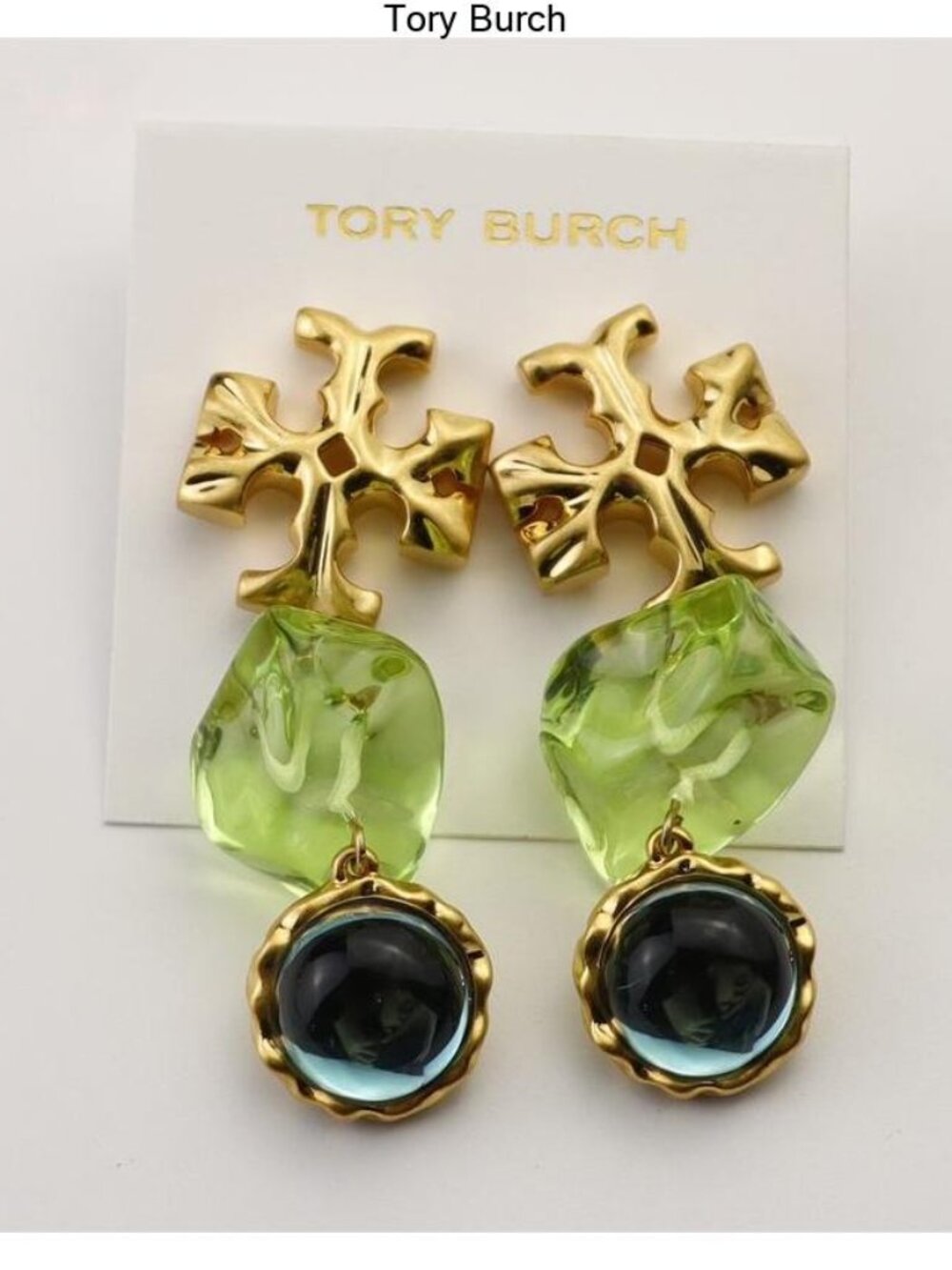 Tory Burch Gold-Tone Bracelet with Lime Green and Deep Blue Accents